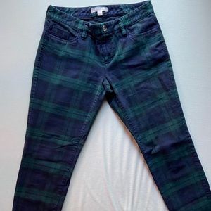 Blue & Green Plaid Print Pants
